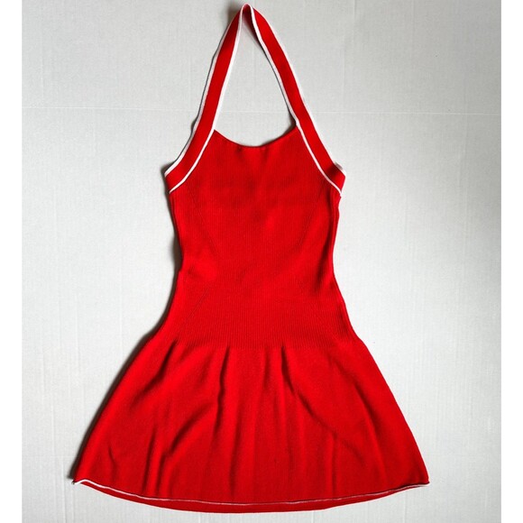 Anthropologie Halter Mini Dress Bright Red Women’s Small Summer Silhouette - Picture 1 of 15